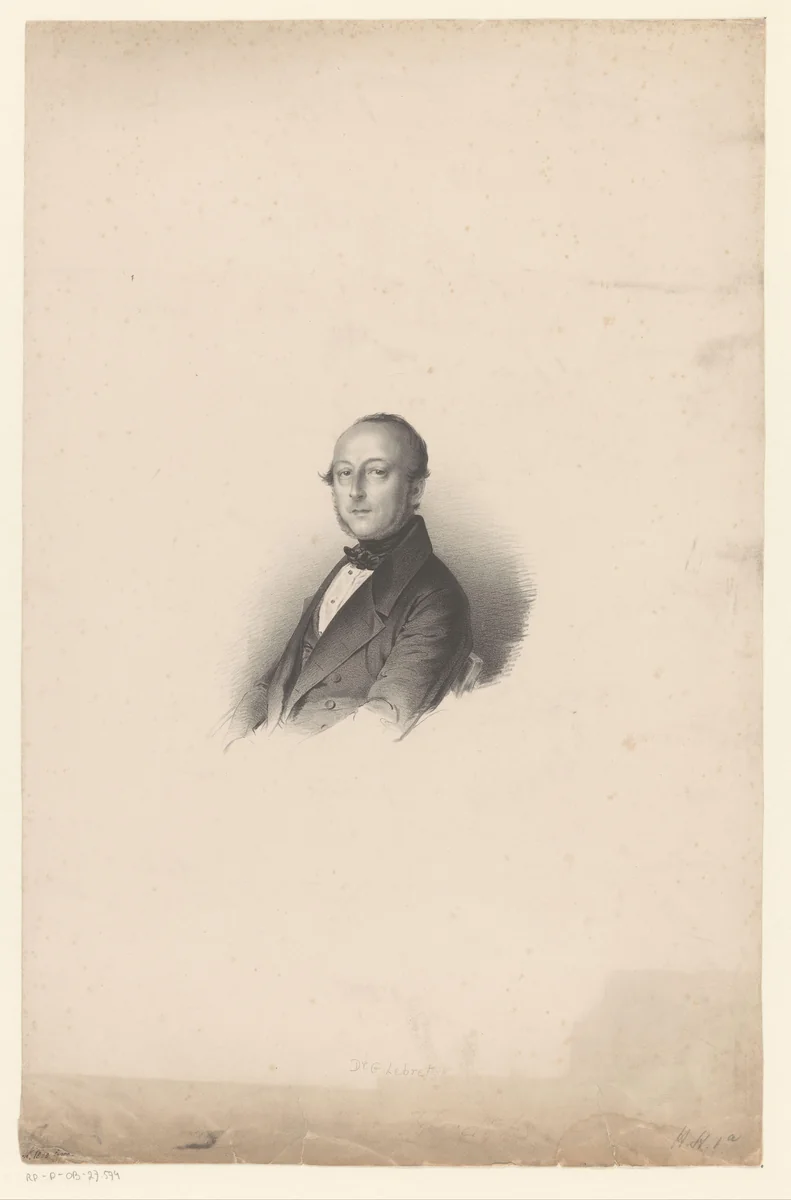 Portret van een onbekende man, mogelijk Gerrit Lebret by Joseph Kayser, print, 1841