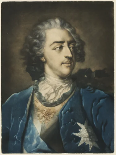 Portrait of Louis XV by Jacob Christoph Le Blon, print, 1739