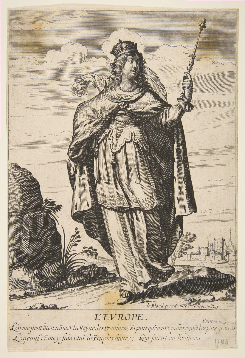Allegory of Europe, from "The Four Continents" by Abraham Bosse, print, 1630-1666