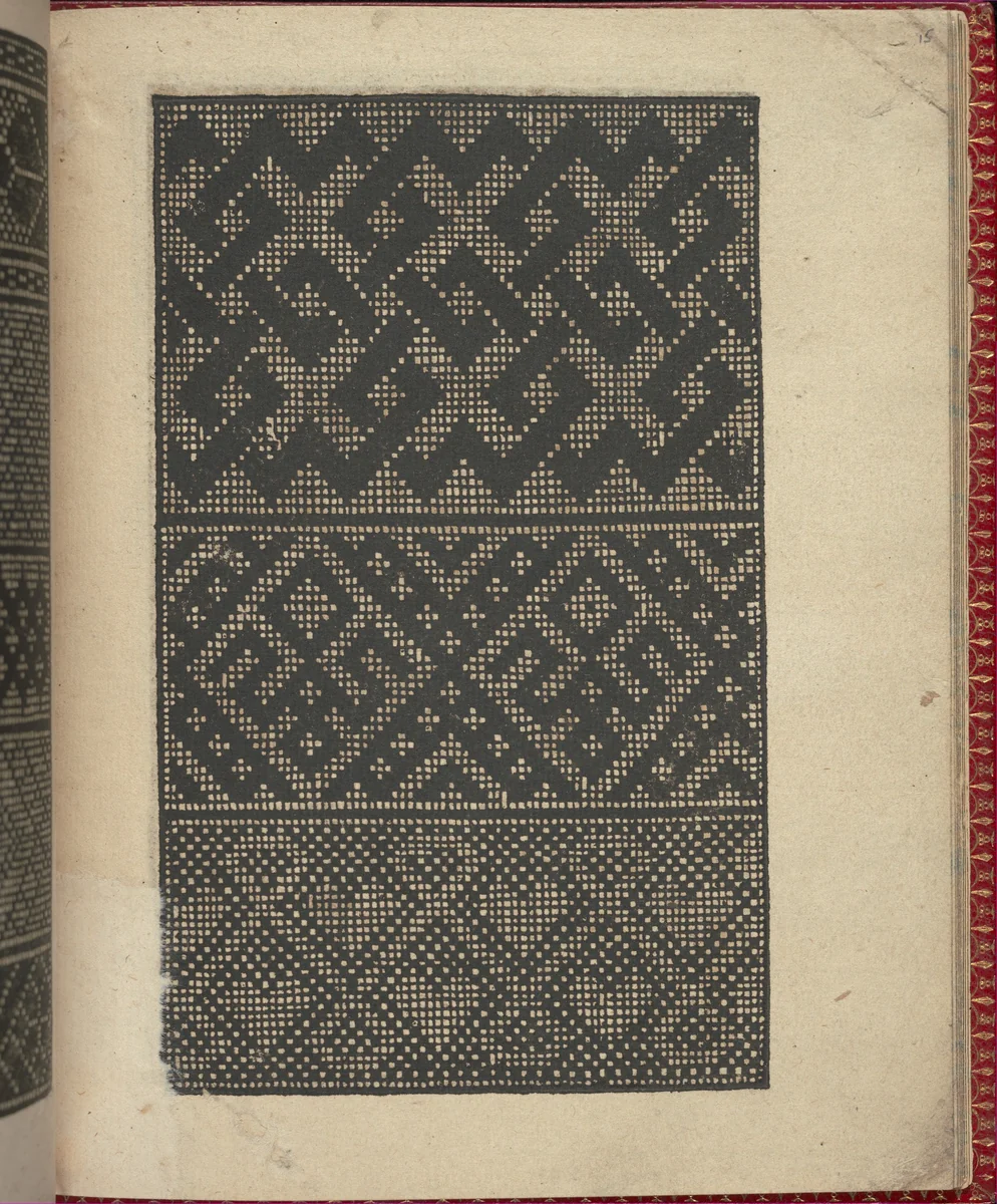 Ce est ung tractat de la noble art de leguille ascavoir ouvraiges de spaigne... page 15 (recto) by Willem Vosterman, book, 1527-1540