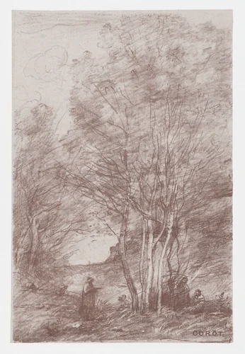 The Philosophers' Retreat (Le Repos des philosophes) by Camille Corot, print, 1871