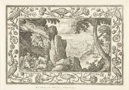 Daniël in de leeuwenkuil by Unknown, print, 1582-1586
