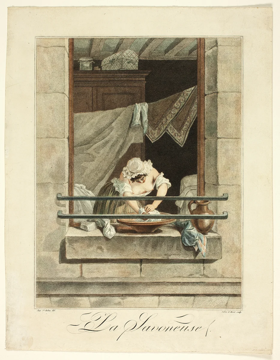 The Laundress by Julien et Moret Augustin de Saint-Aubin, print, 1788-1798