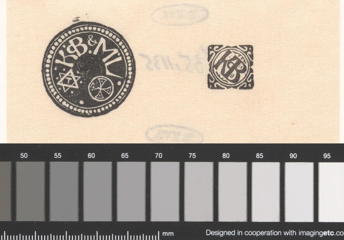 Monogrammen van K.P.C. de Bazel en M. Lauweriks by Mathieu Lauweriks, print, 1874-1932