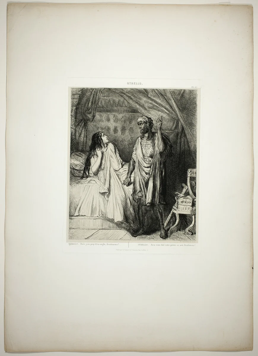 Have you pray'd tonight, Desdemona?, plate twelve fom Othello by Théodore Chassériau, print, 1844