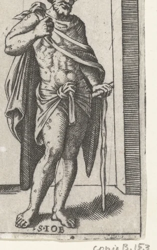 Heilige Job met zweren op zijn lichaam by anonymous, print, 1500-1575