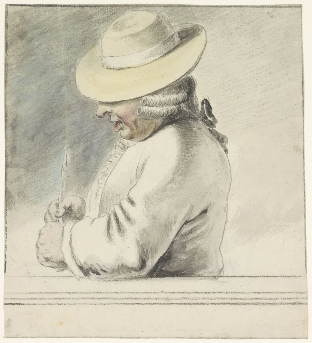 Portret van Johann Goll van Franckenstein, met hoed, naar links by Louis Bernard Coclers, drawing, 1781-1785