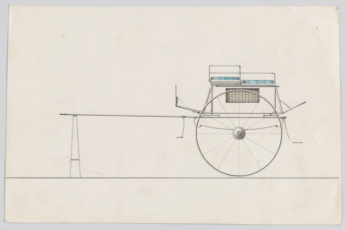 Design for Dog Cart (French?) by anonymous, drawing, 1875-1885