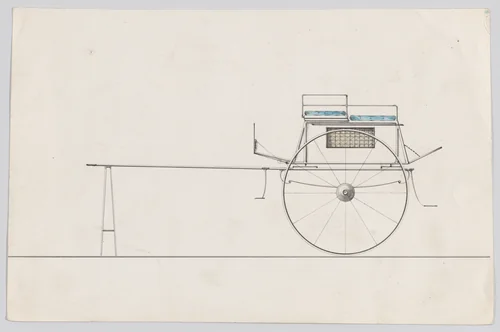 Design for Dog Cart (French?) by anonymous, drawing, 1875-1885