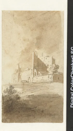 Gezicht op een ruïne by Bartholomeus Breenbergh, drawing, 1624-1629
