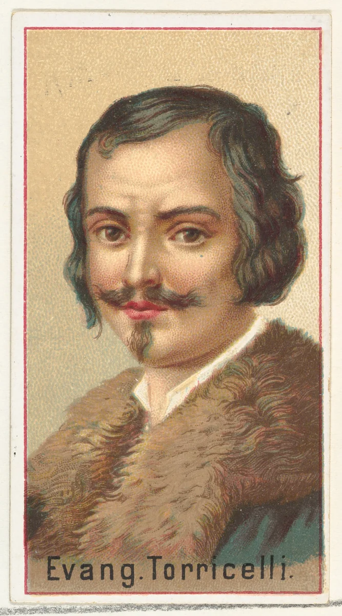 Evangelista Torricelli, printer's sample for the World's Inventors souvenir album (A25) for Allen & Ginter Cigarettes by Allen & Ginter, print, 1888