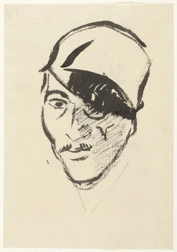 Zelfportret met zwarte ooglap by Rik Wouters, drawing, 1915