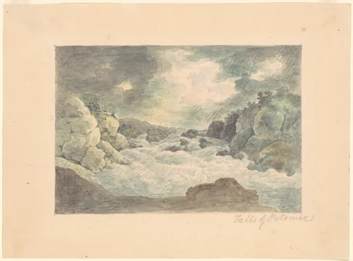 Falls of the Potomac by William Russell Birch, drawing, 1800-1810