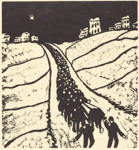 The Burial (Begrabnis) by Walter Gramatté, print, 1916