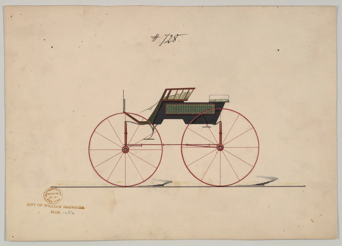 Phaeton #728 by Brewster & Co., drawing, 1850-1870