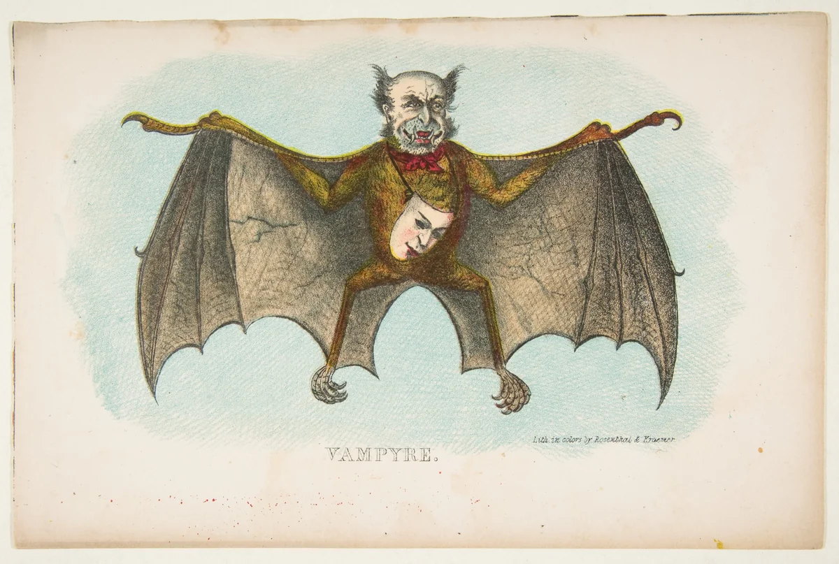 Vampyr, from "The Comic Natural History of the Human Race" by Henry Louis Stephens, print, 1851