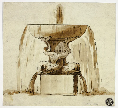 Fountain by Theophile Fragonard, drawing, 1826-1876