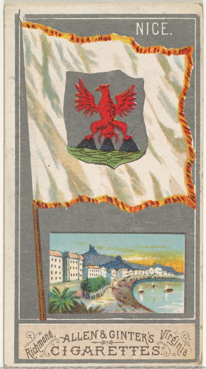 Nice, from the City Flags series (N6) for Allen & Ginter Cigarettes Brands by Allen & Ginter, print, 1887