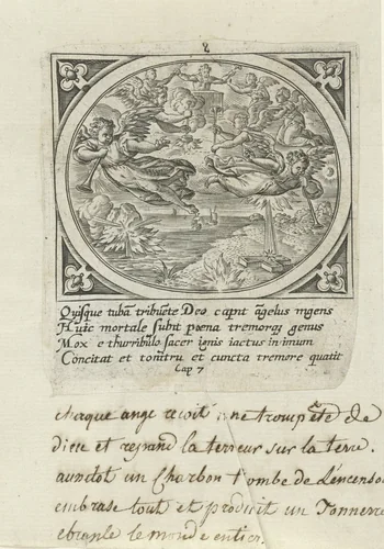 Zeven engelen krijgen een bazuin by Unknown, print, 1585