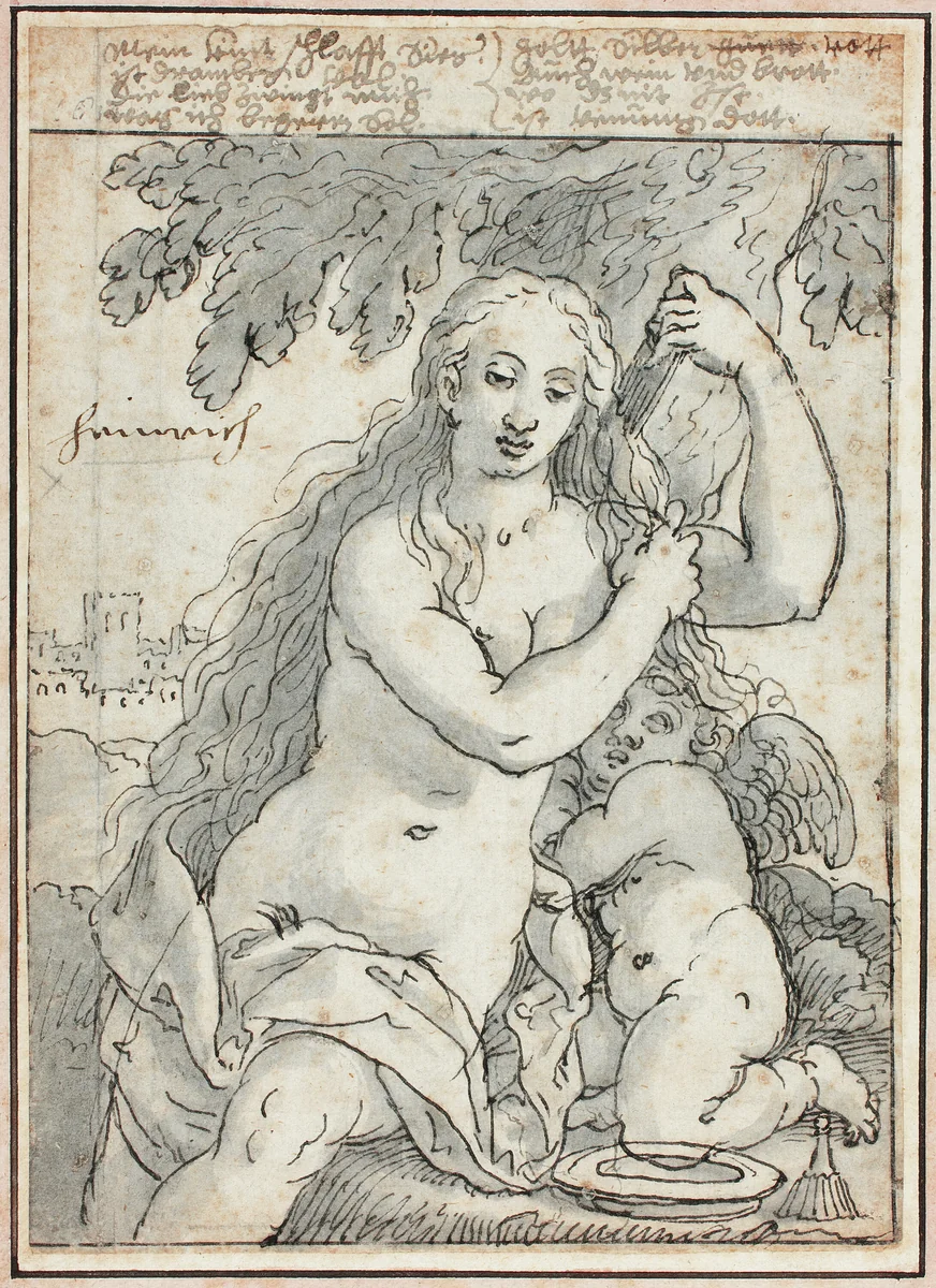 Venus & Cupid by Melchior Heinrich, drawing, 1575-1650