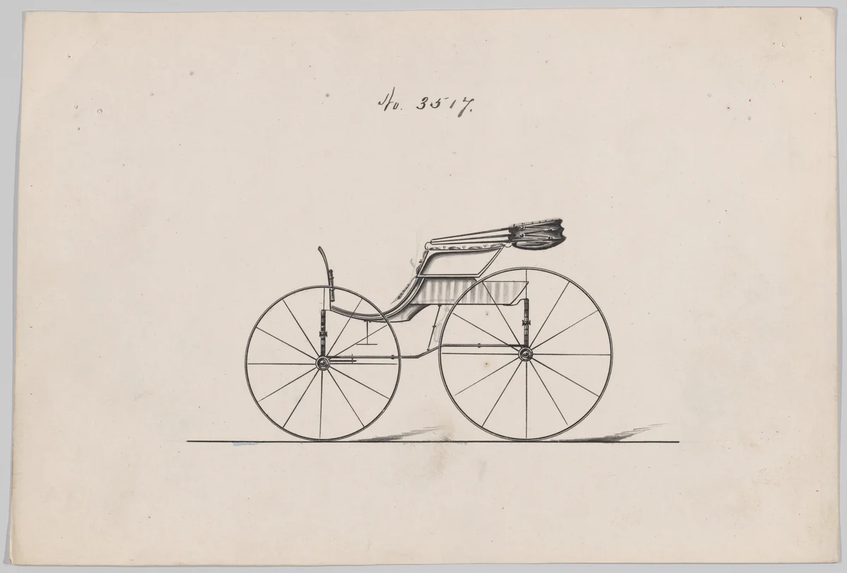 Design for Pony Phaeton, no. 3517 by Brewster & Co., drawing, 1879