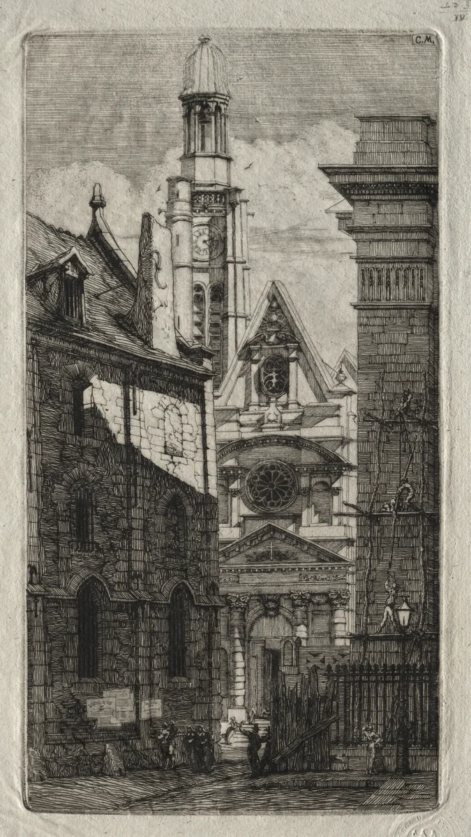 Etchings of Paris: Church of St. Stephen of the Mount by Charles Meryon, print, 1852