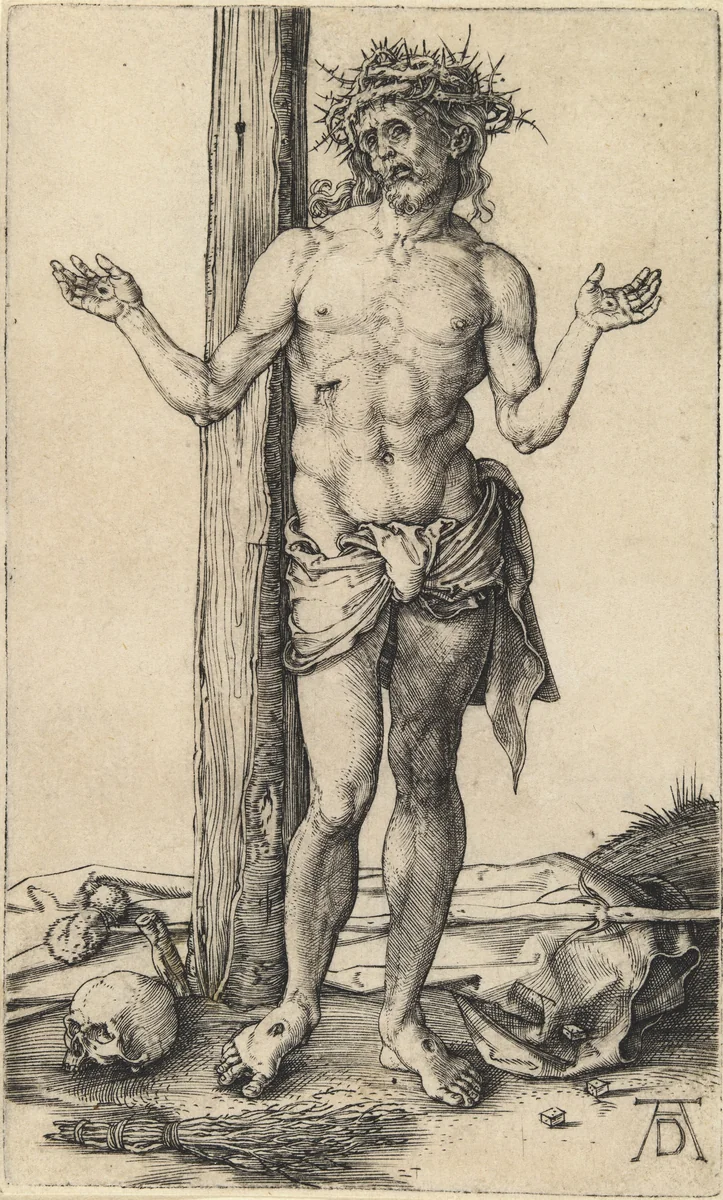The Man of Sorrows with Arms Outstretched by Albrecht Dürer, print, 1500