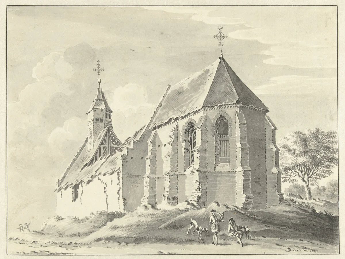 Kapel te Leenderstrijp by Jan de Beijer, drawing, 1738-1739