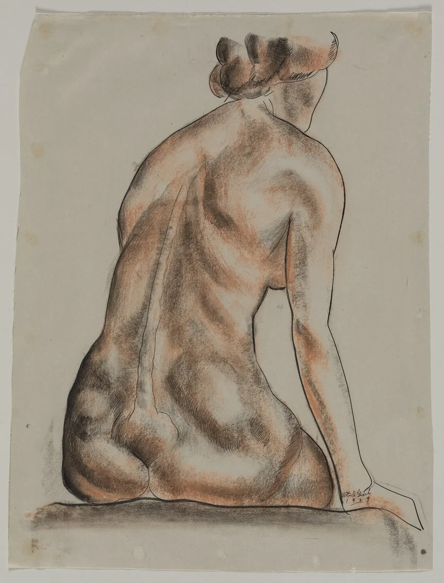 Model at the Club by William S. Gisch, drawing, 1929