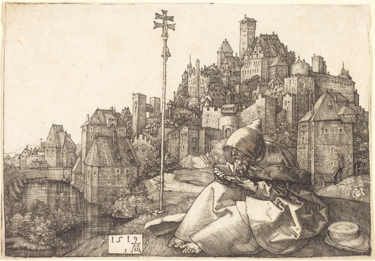 Saint Anthony Reading by Albrecht Dürer, print, 1519