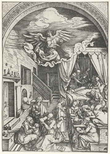 De geboorte van Maria by Unknown, print, 1501-1505