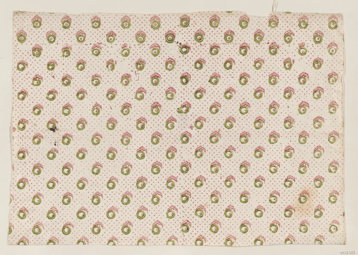 Sheet with overall dot and abstract pattern by anonymous, print, 1800-1900