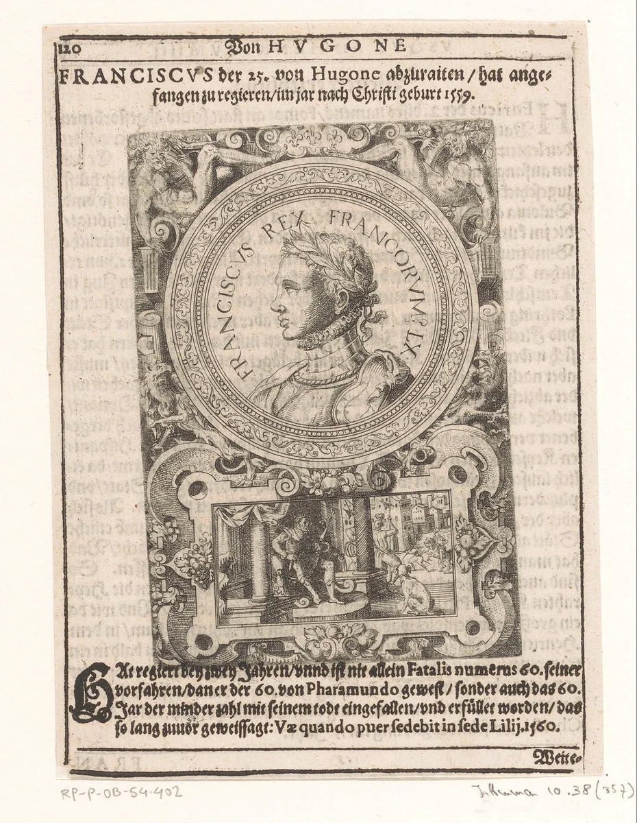 Portret van Frans II, koning van Frankrijk by Jost Amman, print, 1598