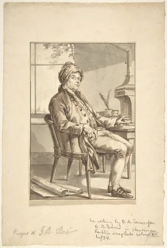 Portrait of Benjamin Franklin by Jean-Baptiste-François Bosio, drawing, 1780-1827