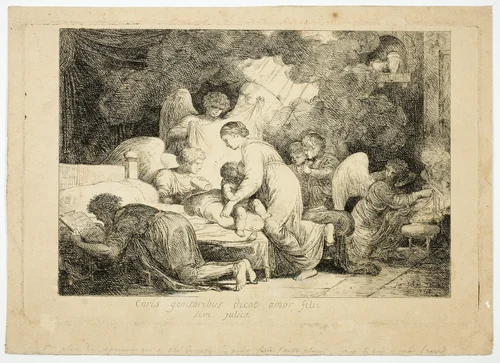 The Holy Family Served by Angels by Simon Julien, print, 1773