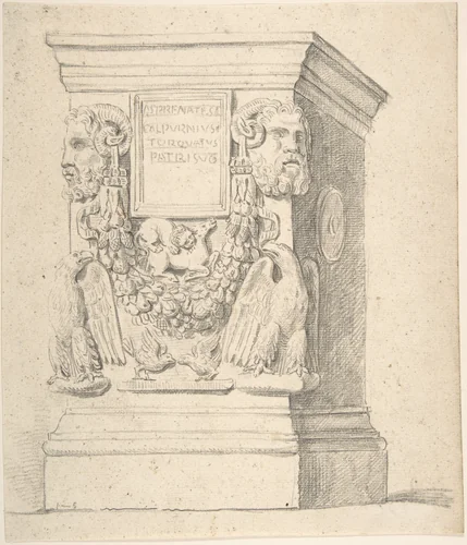 Sketch of a Classical Pedestal by Thomas Hardwick, drawing, 1776-1779