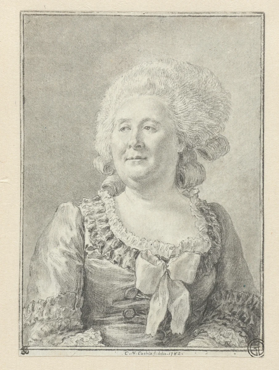 Damesportret, ten halven lijve, het gezicht iets naar links gewend by Charles Nicolas Cochin, drawing, 1782