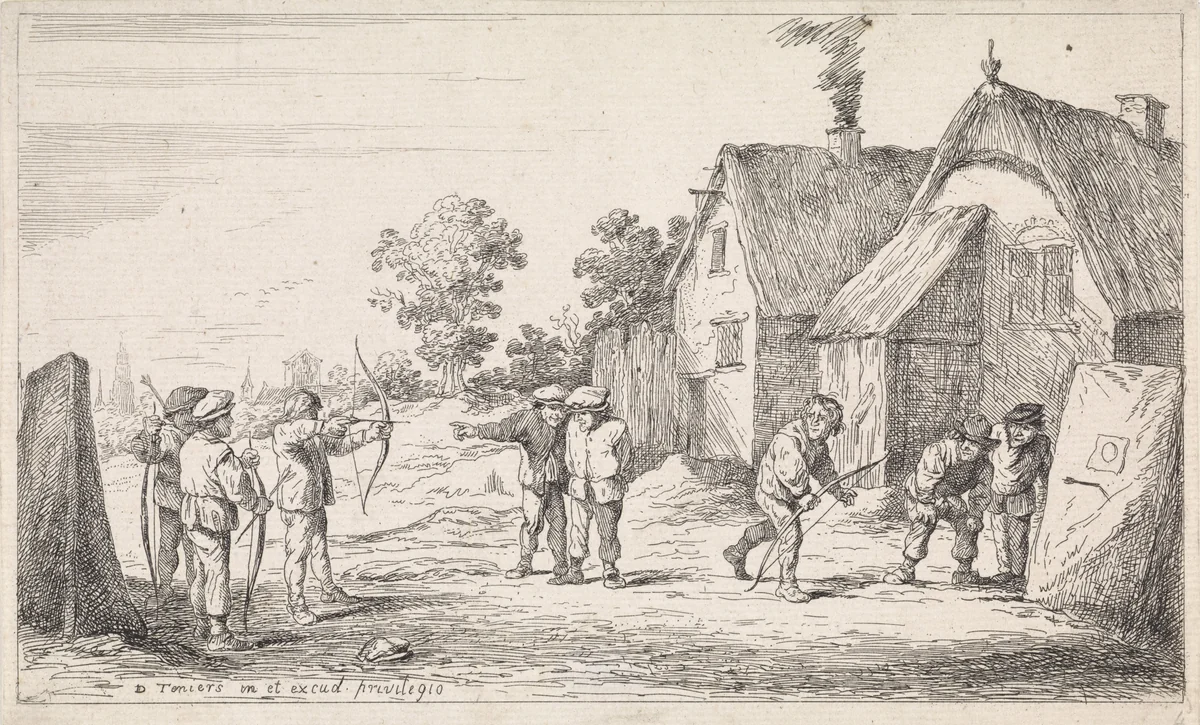 Boogschieters by anonymous, print, 1626-1740