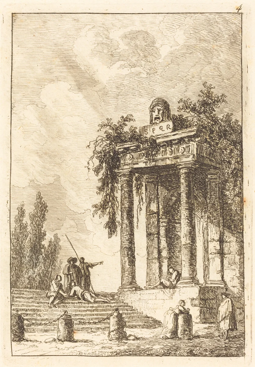 Steps to the Four Landmarks by Hubert Robert, print, 1733-1808