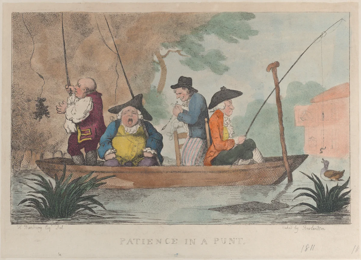 Patience in a Punt by Thomas Rowlandson, print, 1811