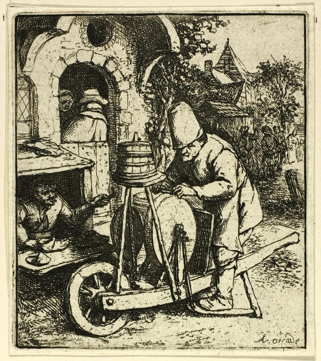The Knifegrinder by Adriaen van Ostade, print, 1666-1676