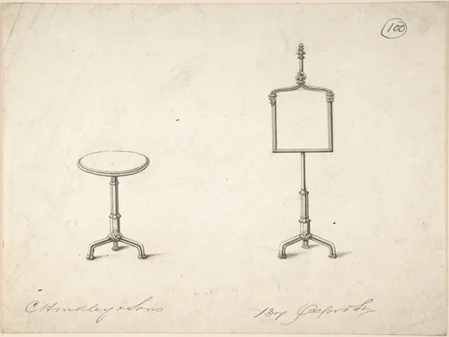 Design for a Standing Frame and End Table by Charles Hindley and Sons, drawing, 1841-1884