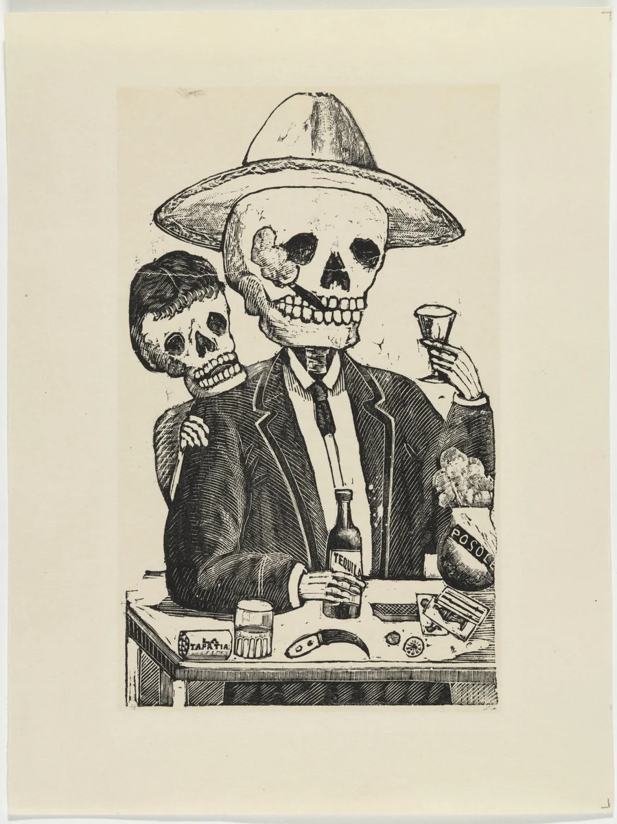Alcoholic Calavera (Calavera alcohólica) by José Guadalupe Posada, print, 1888
