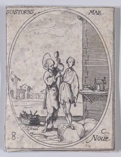 S. Castorie, martyr (St. Castorius, Martyr), November 8th, from "Les Images De Tous Les Saincts et Saintes de L'Année" (Images of All of the Saints and Religious Events of the Year) by Jacques Callot, print, 1636