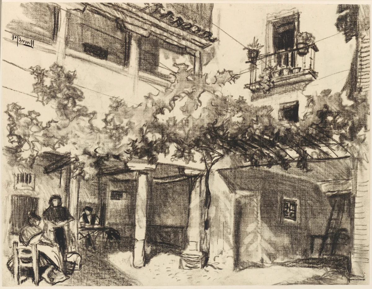 Delightful Pictures of Domestic Life, Alcalá by Joseph Pennell, drawing, 1898-1908