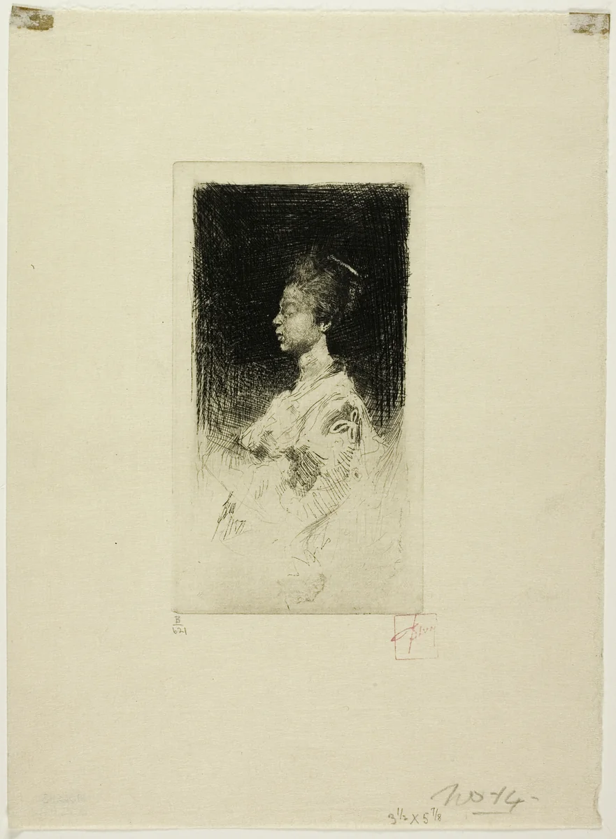 Small Head by Robert Frederick Blum, print, 1877-1903