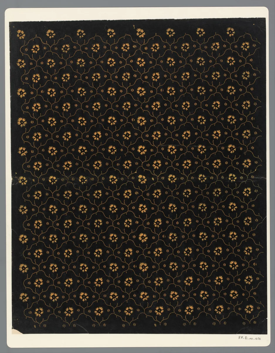 Blad met ruitenpatroon met bloemmotief als veldvulling by anonymous, other, 1800-1900