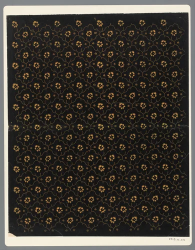 Blad met ruitenpatroon met bloemmotief als veldvulling by anonymous, other, 1800-1900