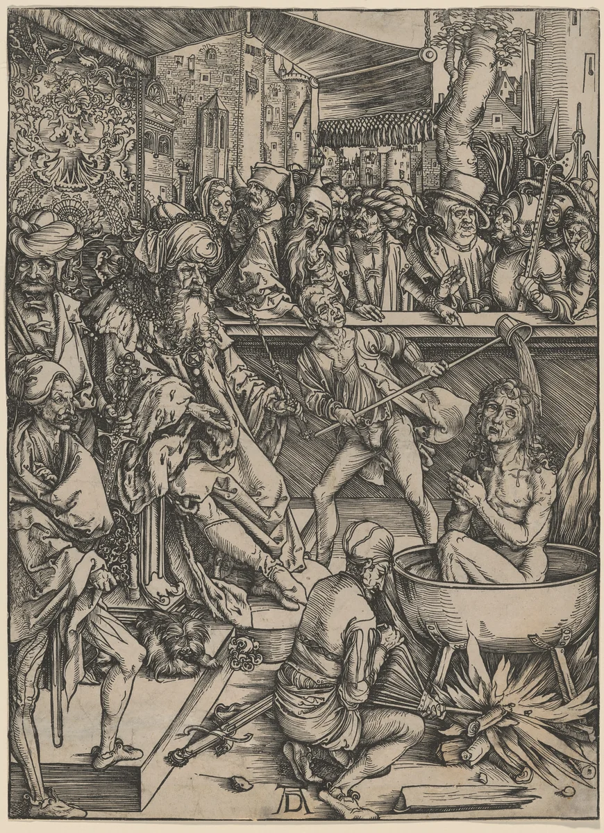 The Martyrdom of Saint John by Albrecht Dürer, print, 1496-1498