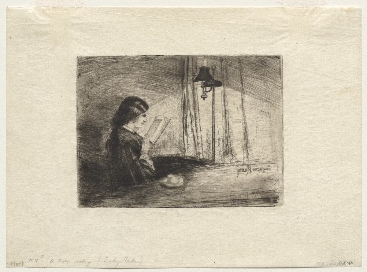 A Lady Reading by Francis Seymour-Haden, print